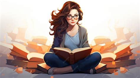 Ilustración de una chica leyendo un libro