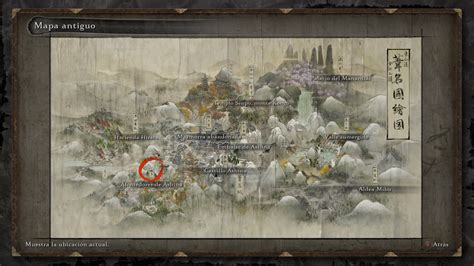 Mapa del mundo de Sekiro indicando ubicaciones de jefes para obtener Ninjutsu