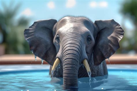 Ilustración de un elefante en una piscina