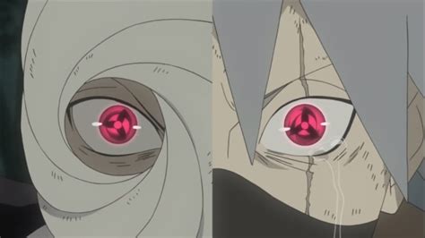 Obito y Kakashi activando el Mangekyō Sharingan