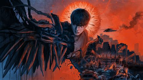 Ilustración de Cha Hyun-soo enfrentando a un monstruo