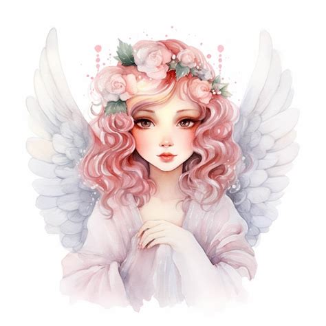 Representación de Nerobasta con alas de ángel y cabello rosado