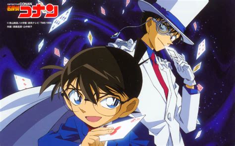 Conan Edogawa observando un atraco de Kaito Kid