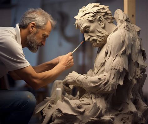 Ilustración conceptual de un escultor creando una obra maestra