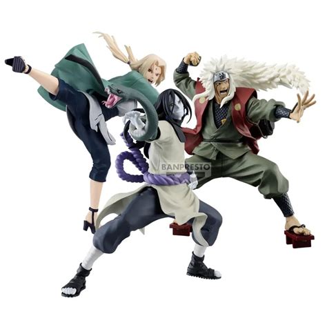Imagen de los tres Sannin Legendarios: Jiraiya, Tsunade y Orochimaru.