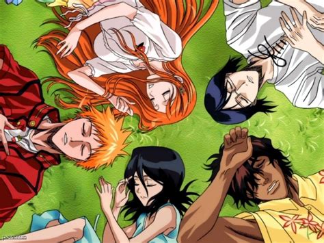 Ichigo Kurosaki junto a sus amigos Rukia, Orihime y Chad