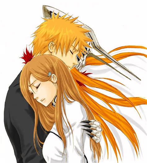 Ilustración a color de Orihime y Ichigo