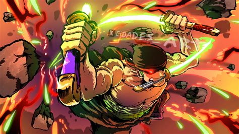 Ilustración de Roronoa Zoro con Haki