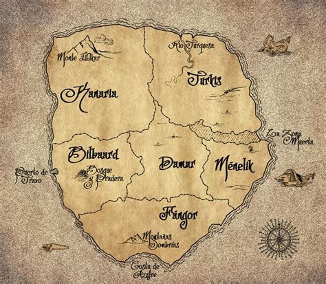 Mapa del continente ficticio de la historia