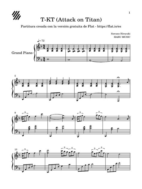Partitura musical de Attack on Titan
