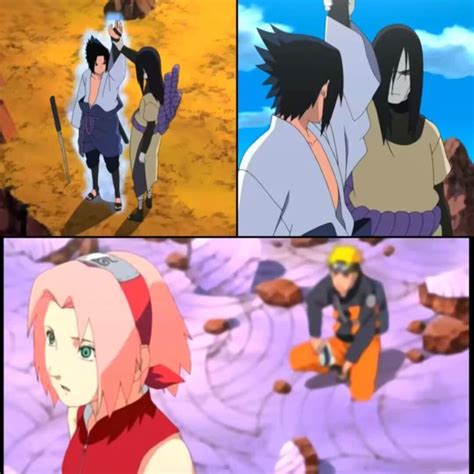 Sasuke protegiendo a Sakura en el campo de batalla