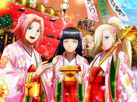 Sakura, Ino y Hinata compartiendo una cena