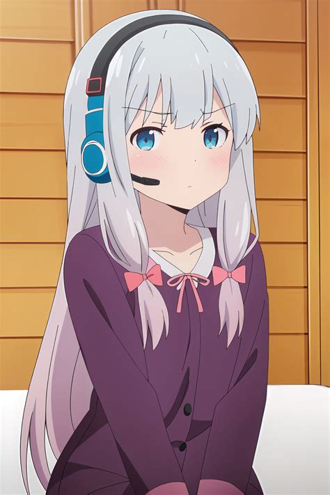 Ilustración de Sagiri Izumi en su habitación