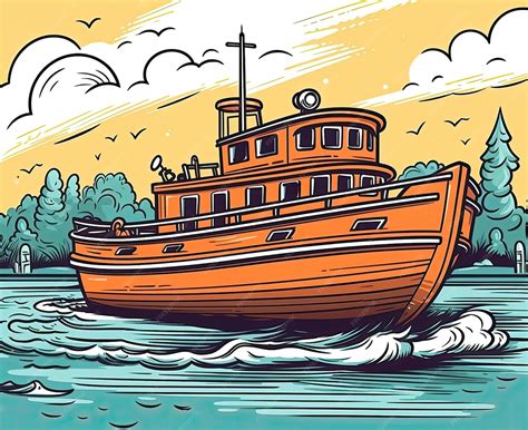 Ilustración de un barco navegando por el Amazonas