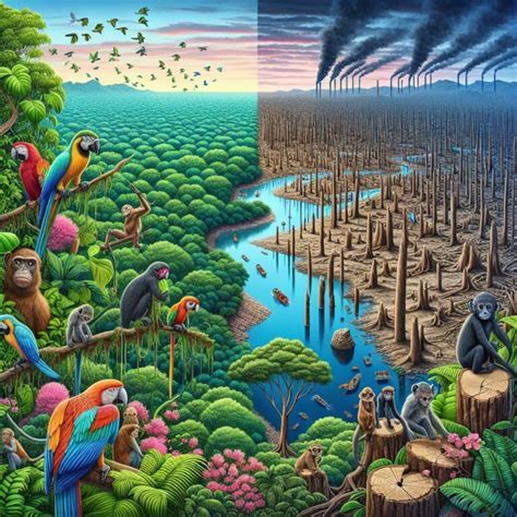 Ilustración que representa el contraste entre el lujo y la devastación ambiental en el Amazonas