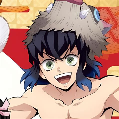 Ilustración de Inosuke Hashibira con su cuervo Dongurimaru