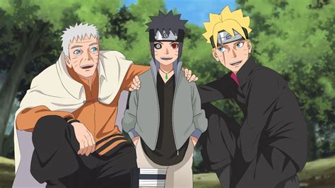Naruto sosteniendo a su hijo Boruto por primera vez