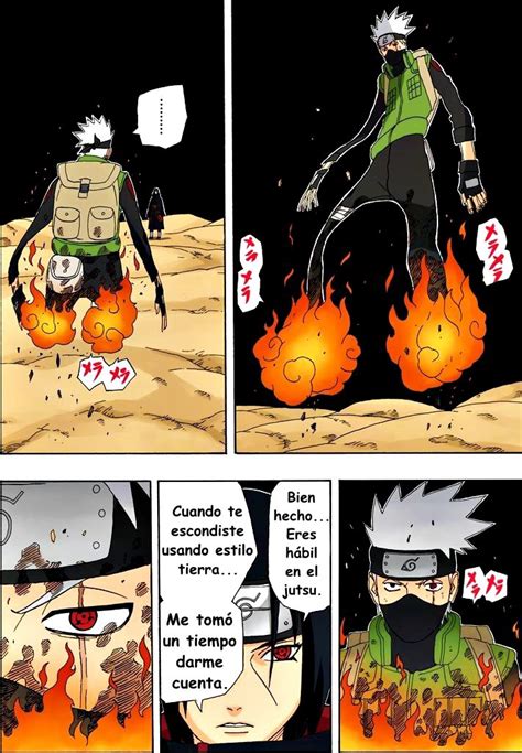 Naruto inconsciente siendo llevado por Kakashi