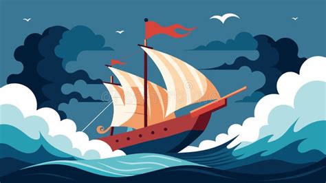 Ilustración de un barco pirata navegando en aguas turbulentas