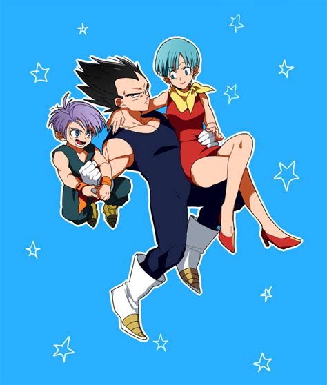 Vegeta y Bulma junto a Trunks