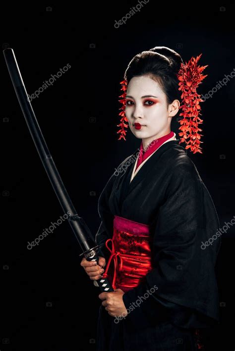 Diseño de Shinigami con kimono negro y katana