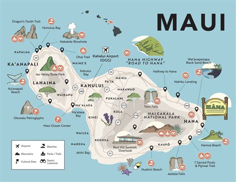 Mapa de arrecife de Maui con puntos de avistamiento de morenas