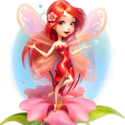 Chica con cabello rojo y un hada