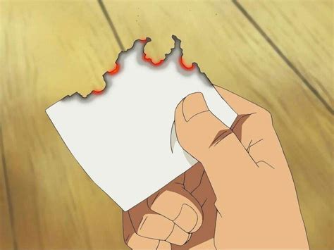 Representación de la Vivre Card de Ace en llamas