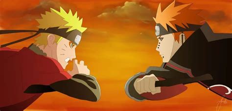 Naruto luchando contra Pain
