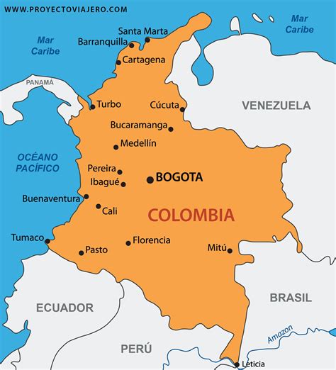 Mapa de Colombia destacando Bogotá y Medellín