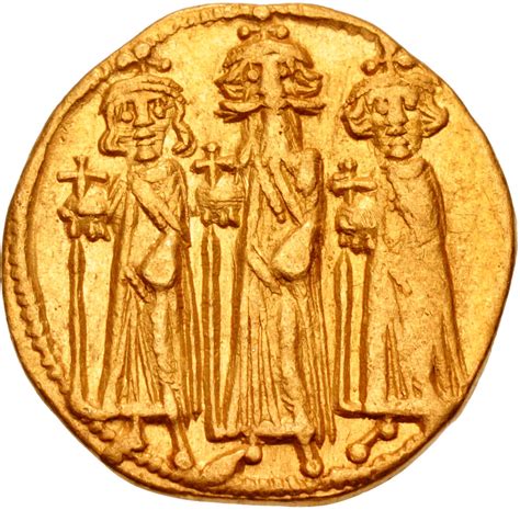 Sólido de oro con las imágenes de Heraclio y sus hijos