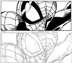Proceso de entintado y coloreado de un personaje de cómic