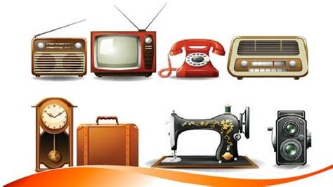 Ilustración de objetos tecnológicos antiguos como metáforas visuales