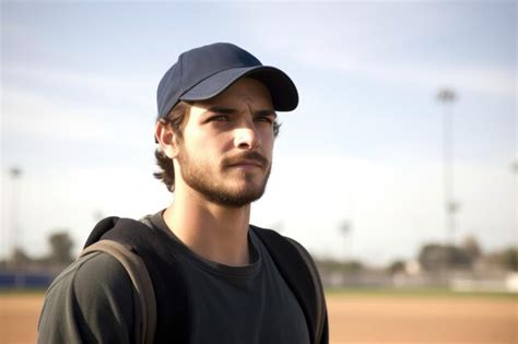 Un joven atleta en un campo de béisbol.