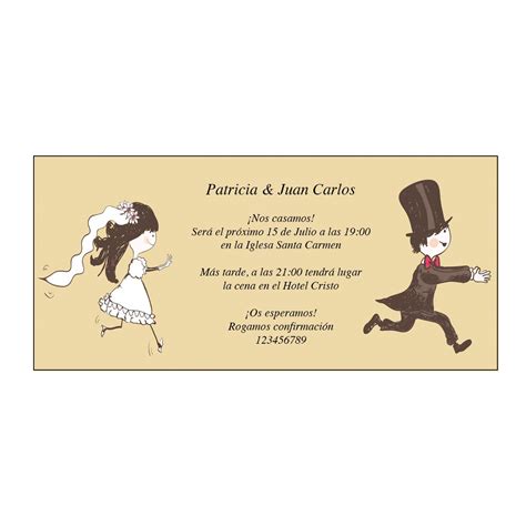 Ilustración de una pareja riendo con invitaciones de boda divertidas