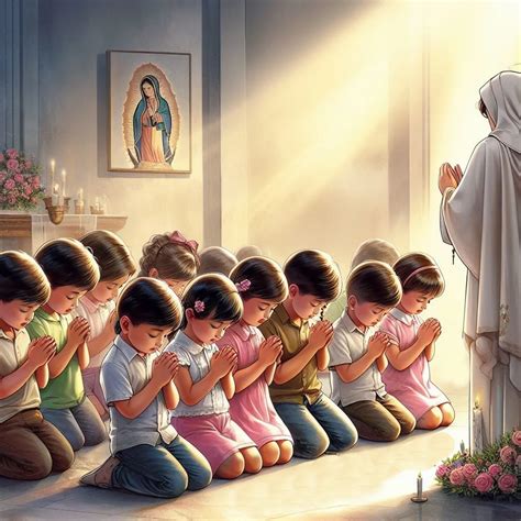Niños rezando el rosario