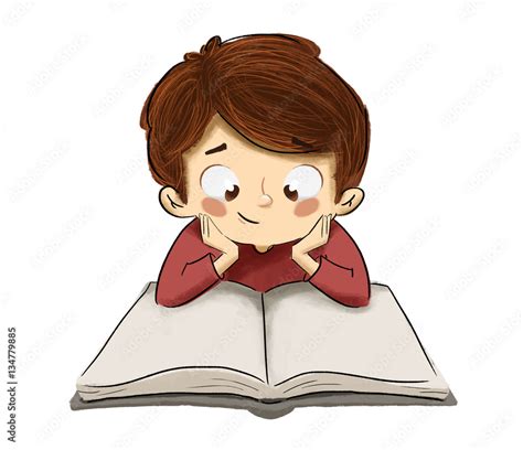 Ilustración de un niño leyendo un cómic con expresión de asombro