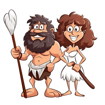 Ilustración de un cavernícola y su pareja