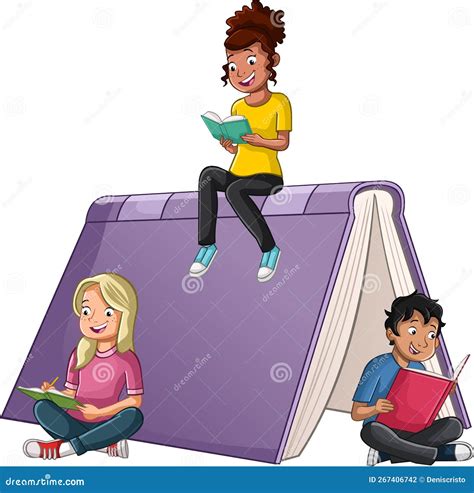 Ilustración de un cómic con adolescentes leyendo