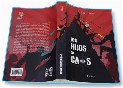 Ejemplo de diseño de portada de novela con contraportada y lomo