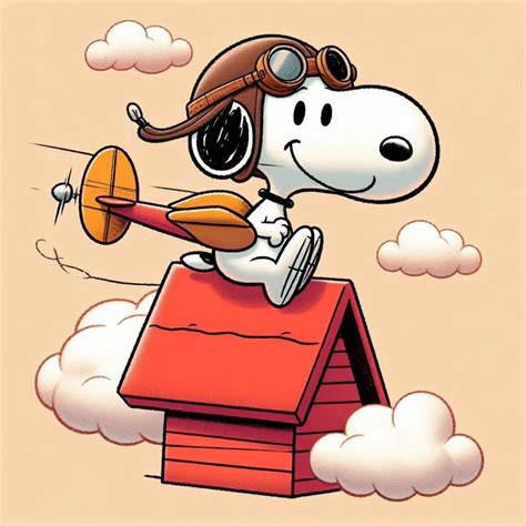 Viñeta de Snoopy volando su casa.