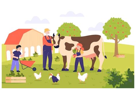 Ilustración de Minos trabajando en la granja