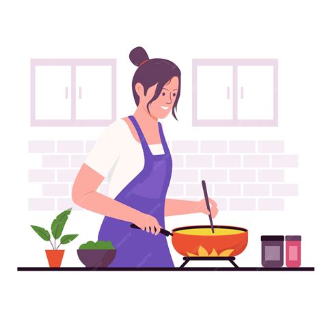 Ilustración de Taffy cocinando en la cocina de la granja