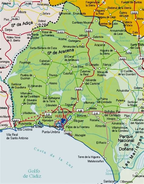 Mapa de España con Huelva destacada