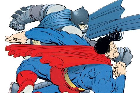 Ilustración de la batalla entre Batman y Superman en The Dark Knight Returns