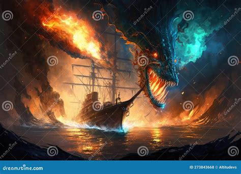 Monstruo marino atacando un barco