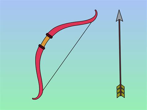 Representación de un arco y una flecha en un estilo de cómic