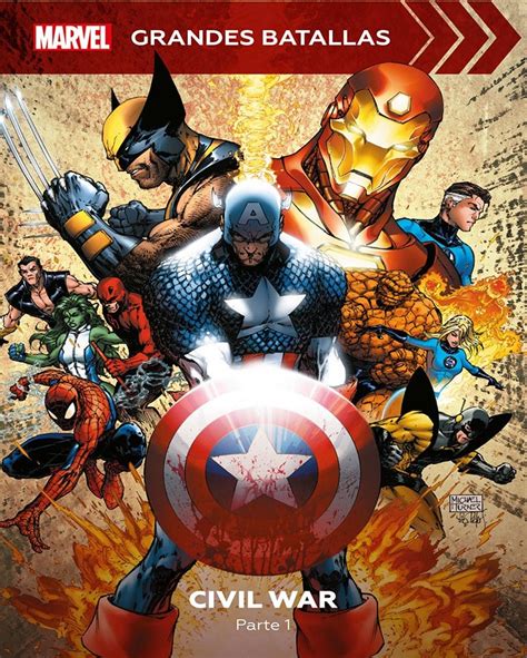 Ilustración del conflicto de Civil War entre superhéroes