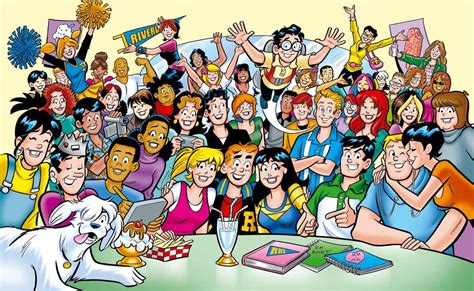 Personajes de Archie Comics en estilo retro de los años 60