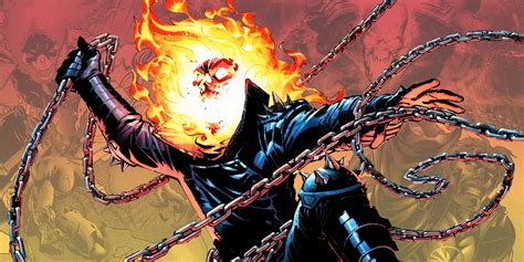 Ilustración de Johnny Blaze como Ghost Rider en una motocicleta